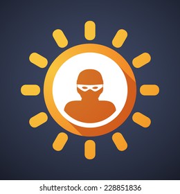 Illustration of a sun icon with a thief
