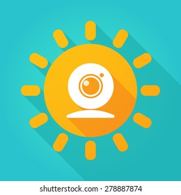 Illustration of a sun icon with a webcam