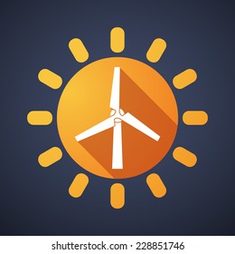 Illustration of a sun icon with a wind generator