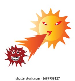 illustration of the sun killing the corona virus. vector design