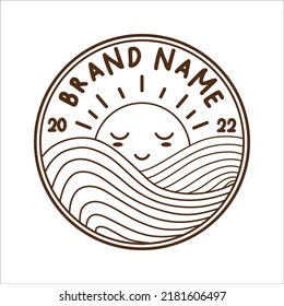 Illustration of sun with line art style, perfect for coffeshop or food and beverage brand