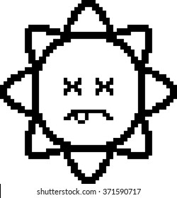 An illustration of the sun looking dead in an 8-bit cartoon style.