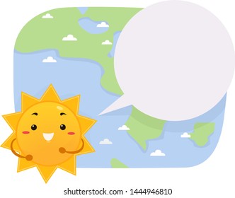 Illustration of a Sun Mascot Weather Reporter with Blank Speech Bubble