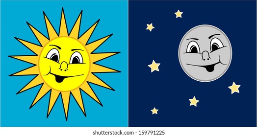 A illustration of Sun and Moon