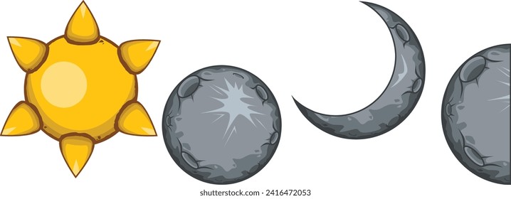 Illustration of Sun and Moon phases