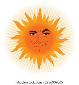 Ilustración del sol con una expresión nihilista