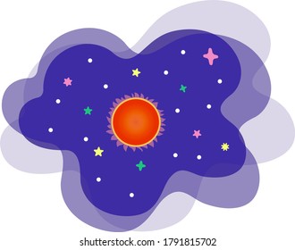 Illustration of Sun on the background of the starry sky