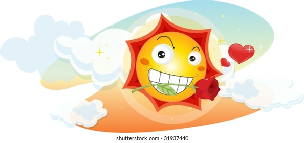 Illustration of sun on white