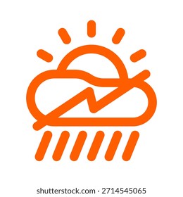 Ilustración de un sol parcialmente detrás de una nube con líneas de lluvia y un resaltado en zigzag
