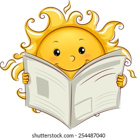 Illustration der Sun Reading the Newspaper