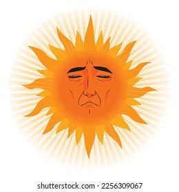 Illustration of the sun with a sad expression