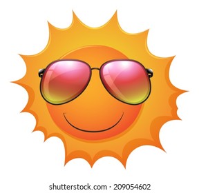 Illustration of a sun with shades on a white background