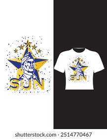 illustration sun star t-shirt design , vector t-shirt design 