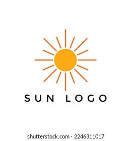 Illustration of sun or sunshine, bright sun outside logo design template