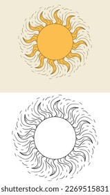 illustration of a sun in tarot style