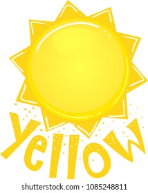 Illustration of a Sun with a Yellow Lettering Below