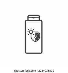 ilustración del frasco de bloqueo solar, arte vectorial.