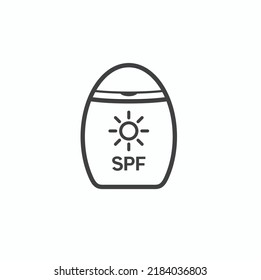 ilustración del frasco de bloqueo solar, arte vectorial.