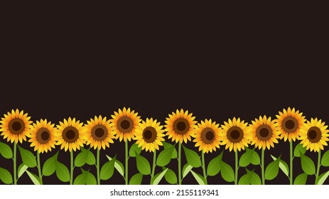 It is an illustration of a sunflower field.Vector data that is easy to edit.