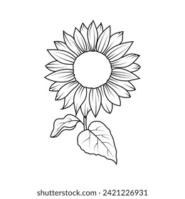 The Illustration of Sunflower Line Art