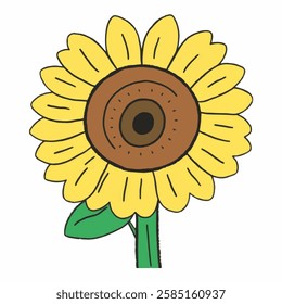 Illustration of a Sunflower for Nature and Floral Designs Perfect for garden themes, seasonal graphics, and botanical artwork