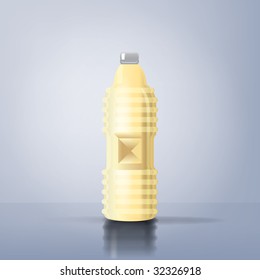 An illustration of a sunflower oil bottle with reflexions