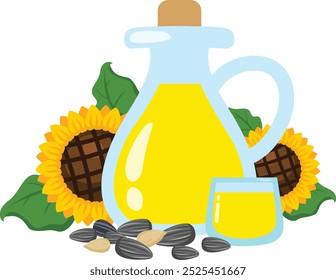 illustration of Sunflower oil on a white background