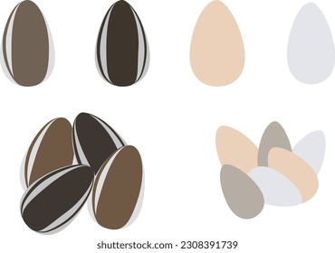 Illustration of sunflower seeds in various shapes