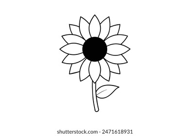 Illustration of a sunflower in vector format, displaying its intricate line art silhouette.