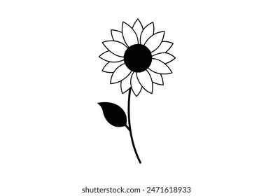 Illustration of a sunflower in vector format, displaying its intricate line art silhouette.