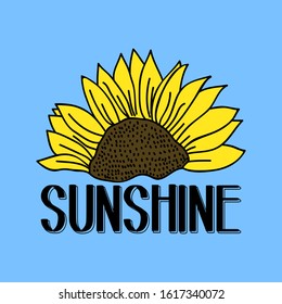 Vector Illustration Sunflower Beautiful Words Slogan Stock Vector ...