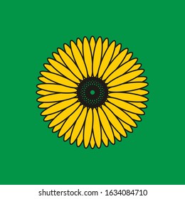 Illustration sunflower yellow flower simple nature logo vector design