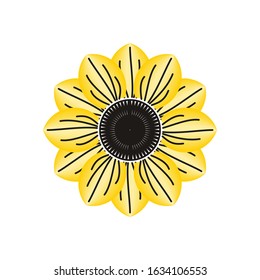 Illustration sunflower yellow flower simple nature logo vector design