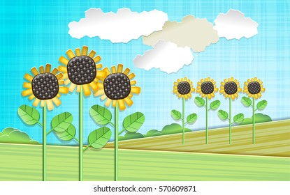 Illustration with sunflowers