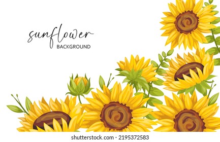 Illustration mit Dekor aus Sonnenblumen.Dekorativer Rahmen aus Sonnenblumen auf weißem Hintergrund in Vektorgrafik.