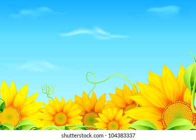 Illustration Sunflowers On Abstract Background Stock Vector (Royalty ...