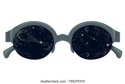 Illustration of Sunglasses Reflecting Outer Space