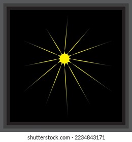 Illustration of sunlight in a frame for wall or background design.