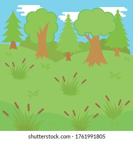 Children’s illustration of the sunny landscape.