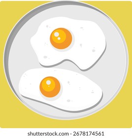 Illustration sunny side up egg on a plate
