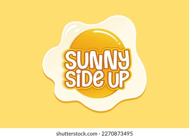 an illustration of sunny side up with text. isolated on yellow background - Shutterstock ID 2270873495