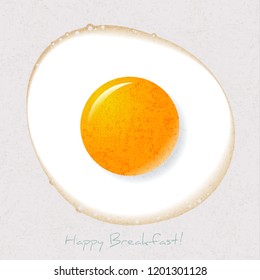 Illustration of Sunny-Side Up Fried Egg. Good morning postcard. Breakfast picture. Fried eggs and the inscription on a light background.