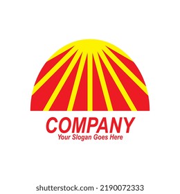 Ilustración del logo de la salida del sol. Logotipos vectores para el mundo de la industria, la empresa, los textiles, los deportes, la aviación, los ferrocarriles, las ciudades, los países u otros. EPS vectoriales.
