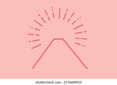 Illustration of the sunrise of Mt. Fuji in pink