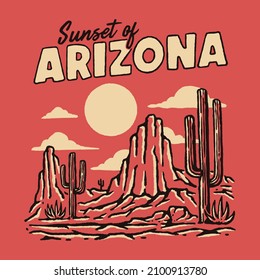 An Illustration Of Sunset In Arizona Desert