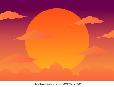 illustration of a sunset, with a beautiful yellow and orange color combination in the afternoon