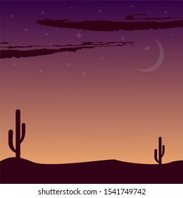 Illustration Sunset In The Desert