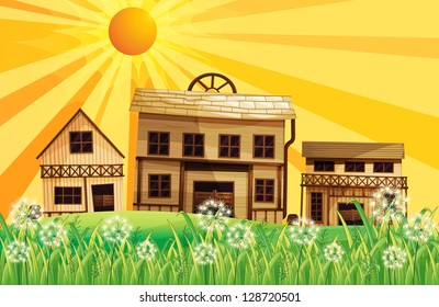 Illustration of the sunset at the neighborhood