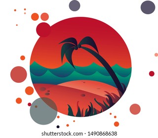 illustration of sunset on a beach