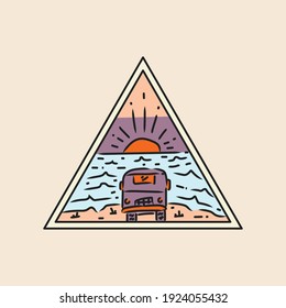 Illustration sunset van triangle badge and emblem design vector